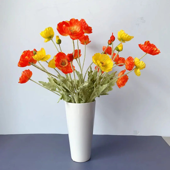 4 Head Artificial Poppy Flowers Bouquet – Silk Fake Flowers for Home Decor, Garden, Wedding, and Party Decoration