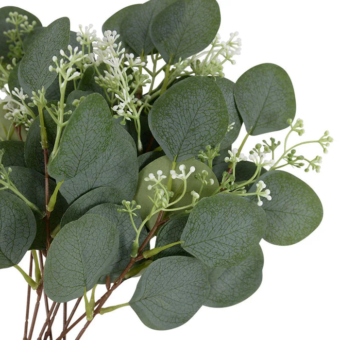 5pcs Artificial Eucalyptus Leaves Branches – Green Fake Plant Bouquet for Wedding, Home Decor, DIY Christmas Wreath, and Gifts