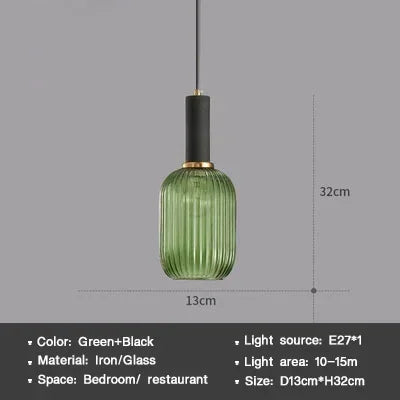 Modern Nordic Glass Pendant Light – Single Head LED Hanging Lamp for Dining Room, Bedroom, Cafe, and Study – White, Green, Cognac & More