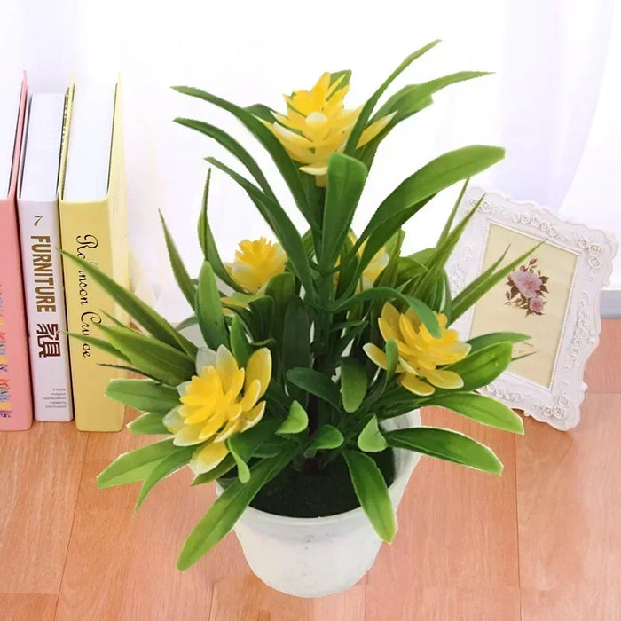 Artificial Potted Bonsai Plant – Simulation Fake Flower in Yellow, Red, Pink, Orange, Purple for Home, Garden, and Table Decoration