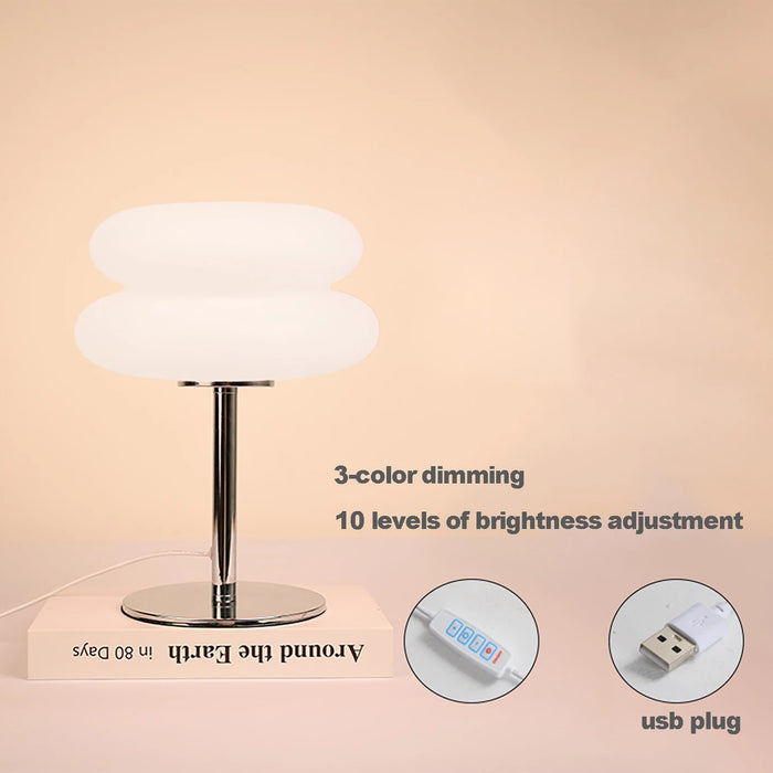 Tri-Color Dimming LED Table Lamp - USB Rechargeable, Modern Bedroom & Study Bedside Lamp with Adjustable Brightness