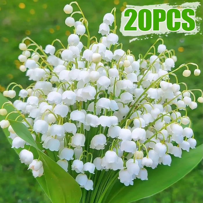 Lily of The Valley Artificial Flowers – 1-20Pcs Plastic Wedding Bouquet, Home & Garden Decoration for Table, Vase, Party & DIY Projects