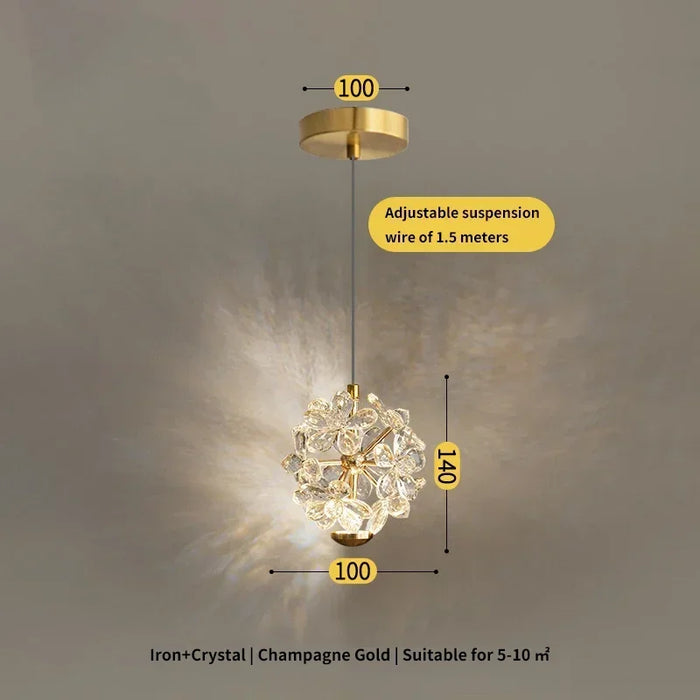 LED Imitation Crystal Headboard Pendant Lamp – Modern Hanging Line Light for Dining Room, Restaurant, and Bedroom – AC Powered Indoor Lighting