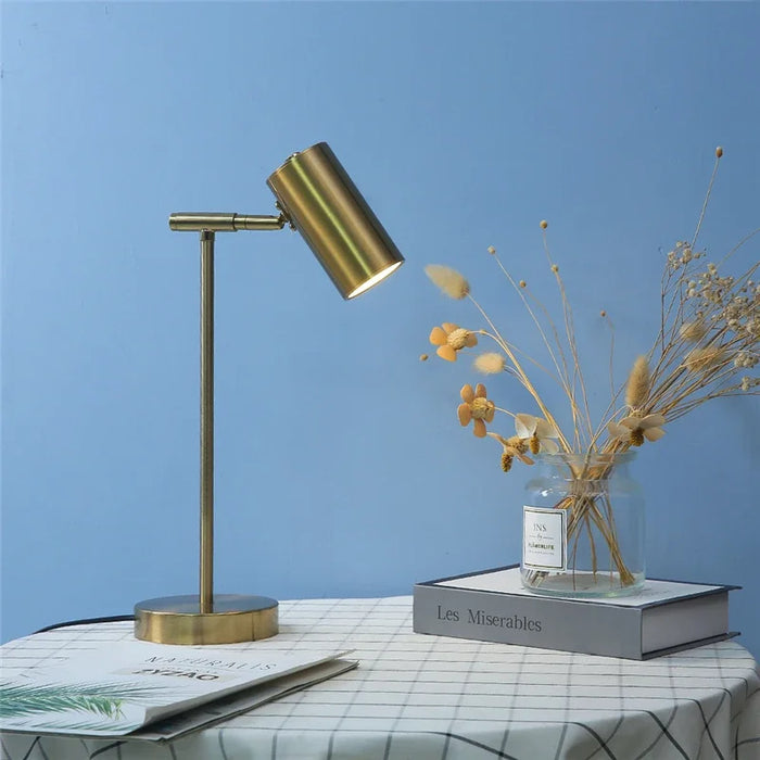 Modern Golden Table Lamp – Eye-Friendly LED Reading Light for Study, Bedroom, and Living Room Decor