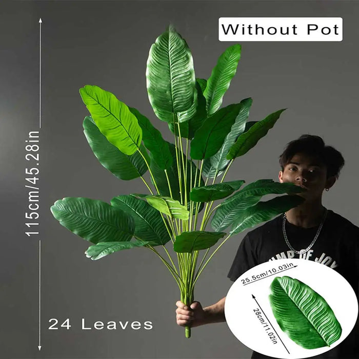85-115cm Large Artificial Bird of Paradise Tree – Tropical Fake Banana Leaves & Palm Plant for Home and Garden Decor