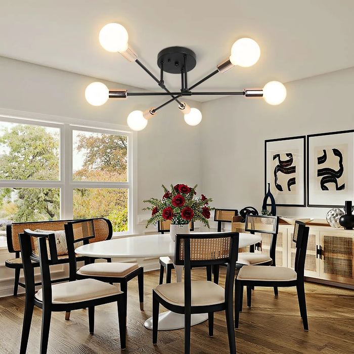 Modern LED Ceiling Chandelier – 6-Light Hanging Pendant Lamp for Living Room, Dining Room, and Kitchen