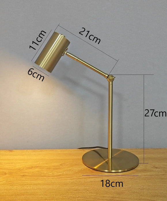 Modern Golden Table Lamp – Eye-Friendly LED Reading Light for Study, Bedroom, and Living Room Decor