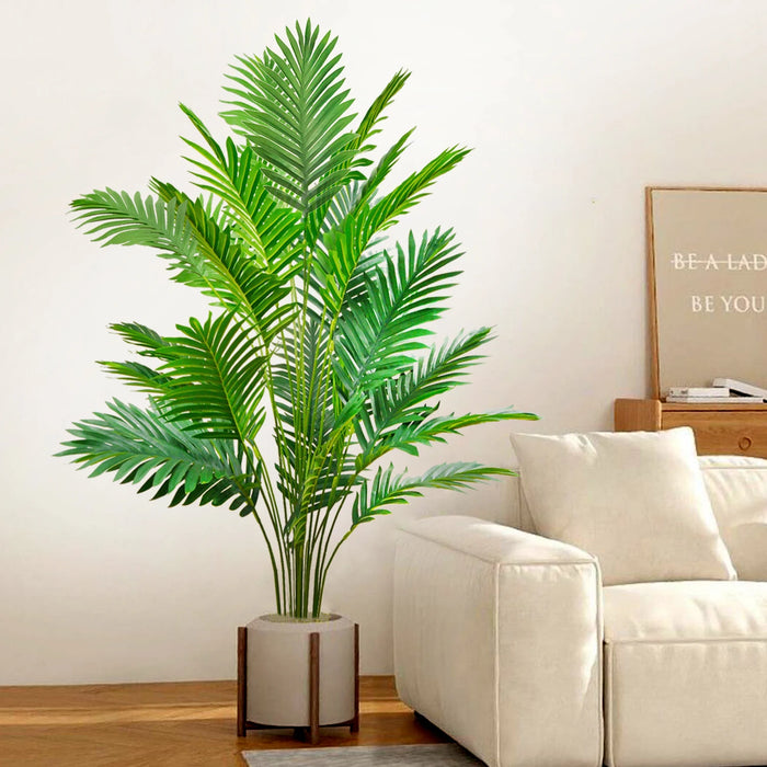 Artificial Palm Tree – 68-125cm Tropical Fake Plant with Green Plastic Palm Leaves for Home, Garden & Outdoor Décor