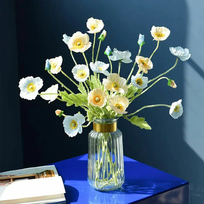 4 Head Artificial Poppy Flowers Bouquet – Silk Fake Flowers for Home Decor, Garden, Wedding, and Party Decoration