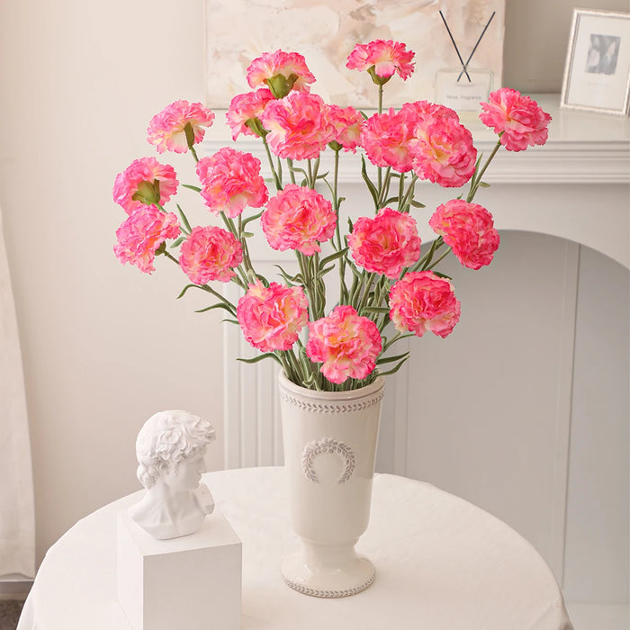 Artificial Carnation Flower Bunch – Yellow, Orange, Pink Faux Carnation Bouquet for Home Decor, Weddings, and Special Occasions