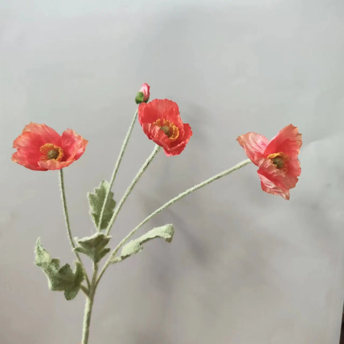 4 Head Artificial Poppy Flowers Bouquet – Silk Fake Flowers for Home Decor, Garden, Wedding, and Party Decoration