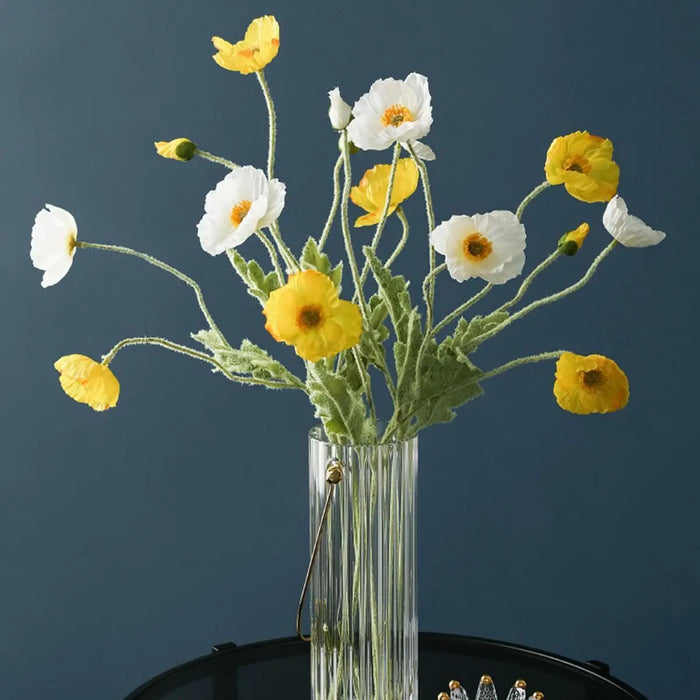 4 Head Artificial Poppy Flowers Bouquet – Silk Fake Flowers for Home Decor, Garden, Wedding, and Party Decoration