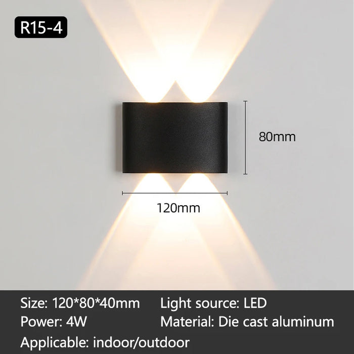 LED Outdoor Aluminum Alloy Waterproof Wall Lamp – Up and Down Luminous Exterior Corridor Light, IP65 Waterproof for Aisles, Patios, and Outdoor Spaces