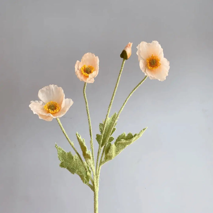 4 Head Artificial Poppy Flowers Bouquet – Silk Fake Flowers for Home Decor, Garden, Wedding, and Party Decoration