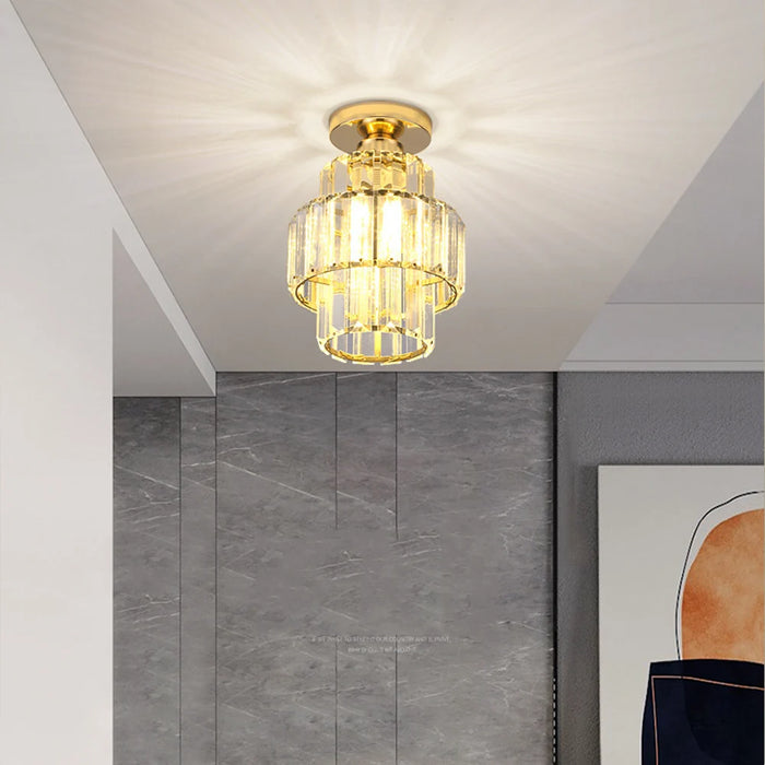 Elegant Crystal E27 Ceiling Chandelier – Contemporary Home Decor Ceiling Lamp for Living Room, Dining Room, Hallway, and More