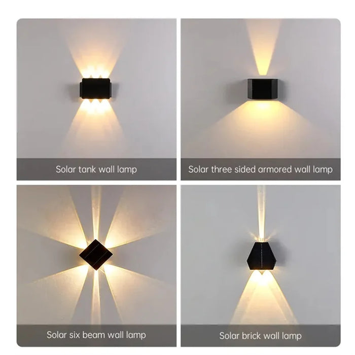 Outdoor Solar LED Wall Light – IP54 Waterproof Up & Down Garden Lamp with Solar Panel, ABS Construction for Yard, Street, and Patio