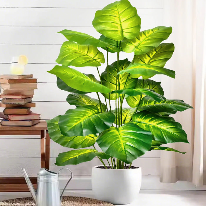 60-105cm Artificial Water Lily & Apple Leaf Potted Plant – Purple Violin Leaf Ornament for Home, Office, and Event Decor