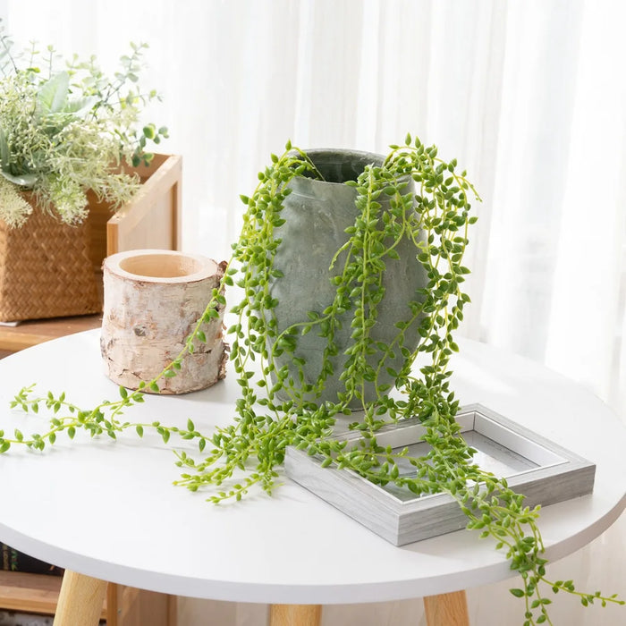78cm Artificial Succulent Vine – Pearls & Fleshy Acacia Bean Wall Hanging Plant for Home & Garden Décor