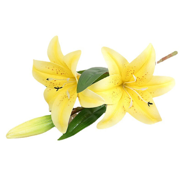 Realistic 3D Printed Lily Branch Artificial Flowers – White Fake Flowers for Wedding, Home, and Garden Decoration – Ideal for Bridal Showers and Parties
