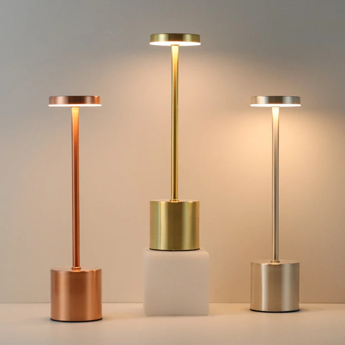 Classic Metal Touch Sensor LED Table Lamp – 3 Colors, Dimmable Rechargeable Desk Lamp for Bedroom, Living Room, and Office