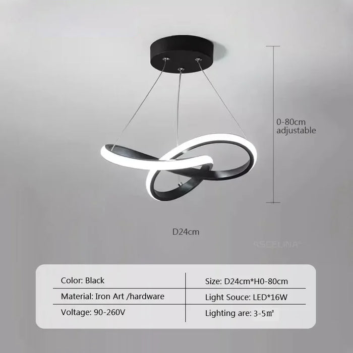 Modern LED Line Pendant Light – 24/30cm Aluminum Hanging Lamp for Entrance, Living Room, and Restaurant Indoor Lighting