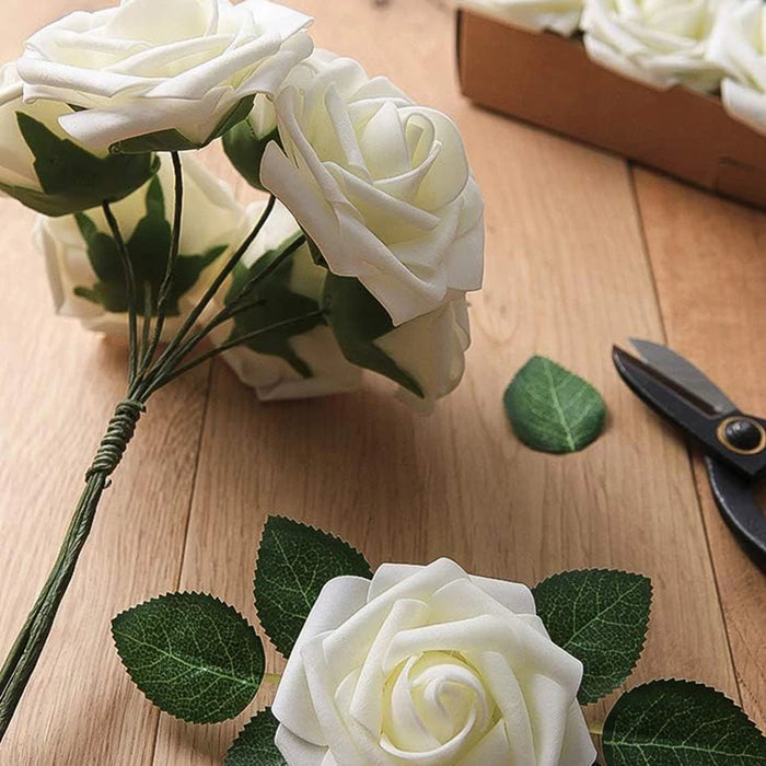 25pcs Artificial Red Roses with Stems – Fake Flowers for DIY Wedding Bouquets, Centerpieces, Party & Home Decorations