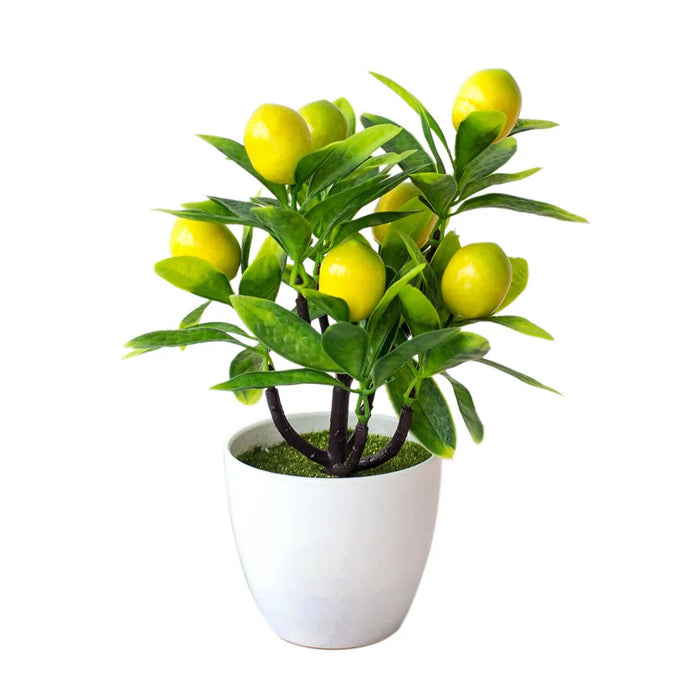 18cm Artificial Lemon Tree – Potted Plastic Fake Plant for Garden, Balcony, and Home Decor
