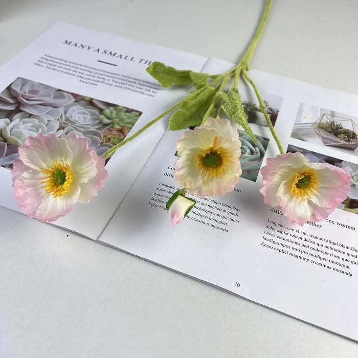 Artificial Poppy Flowers Bouquet – Silk Fake Flowers for Home Decor, Garden, Wedding & Party Decoration, DIY Vase Accessories