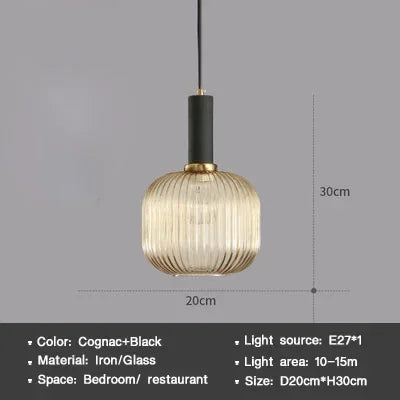 Modern Nordic Glass Pendant Light – Single Head LED Hanging Lamp for Dining Room, Bedroom, Cafe, and Study – White, Green, Cognac & More