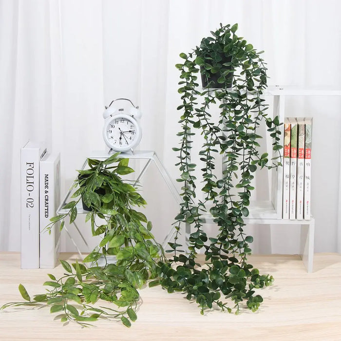 fake vine plants in pot Artificial Hanging Plants with Pot – Fake Vine Plants for Home, Garden — Clasterior