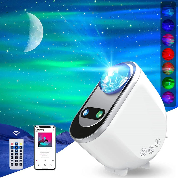 Aurora Borealis Galaxy Projector Night Light – LED Starry Sky Moon Lamp with Remote Control for Bedroom, Home Decor, and Gifts