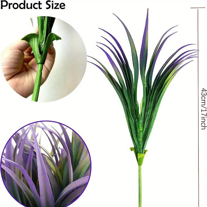 10PCS Simulated Chlorophytum Artificial Plants – Faux Boston Fern Bushes with Plastic Leaves for Outdoor Garden Decoration