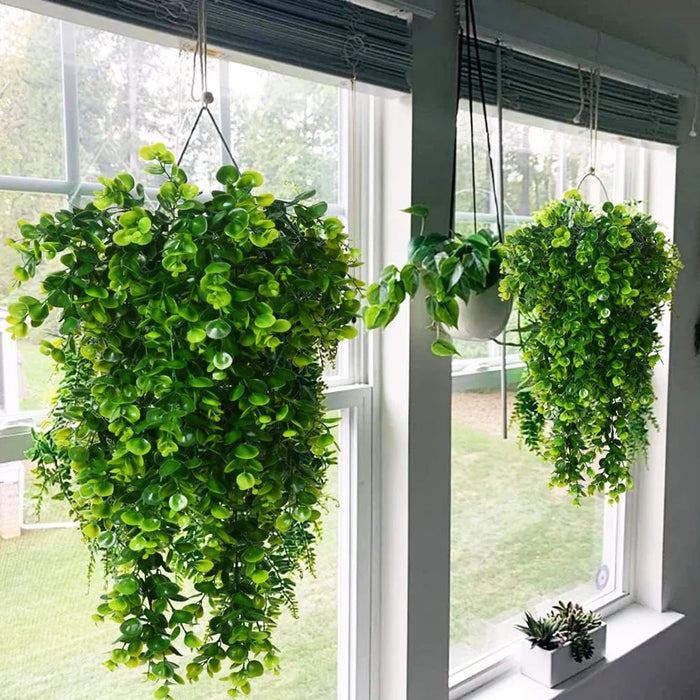 5-Head Artificial Fern Vine – Plastic Hanging Plant for Christmas Wreath, Wedding Arch, Garden Decor, and DIY Projects