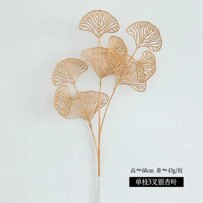 Artificial Golden Ginkgo Leaf & Eucalyptus Flower Arrangement – Perfect for Weddings, Home Decor, Christmas, and Special Occasions
