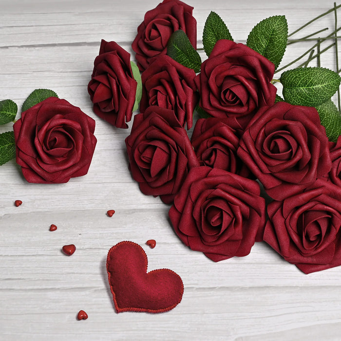 Artificial Rose Flowers with Stem – Realistic Fake Roses for Wedding Bouquets, Centerpieces, Bridal Shower & Home Decoration