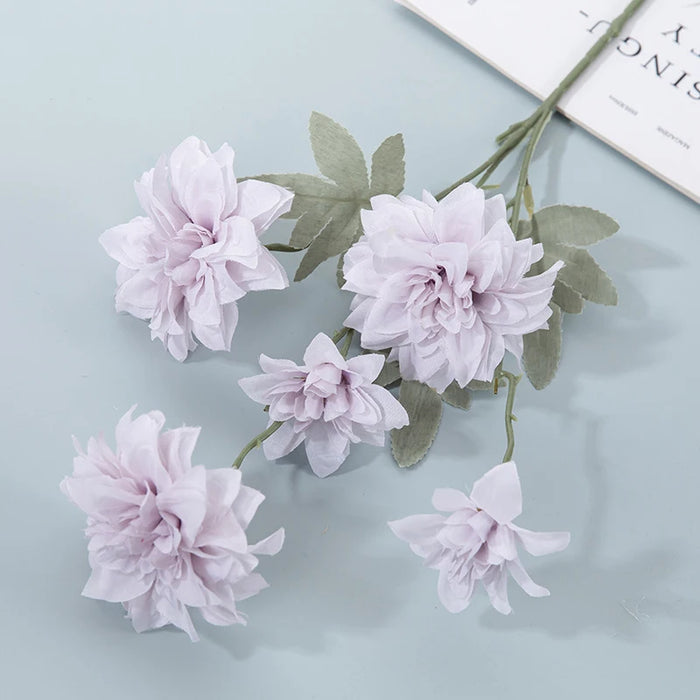 5-Head Artificial Dahlia Flowers – Silk Chrysanthemum for DIY Floral Arrangements, Wedding, Party, Home Decor