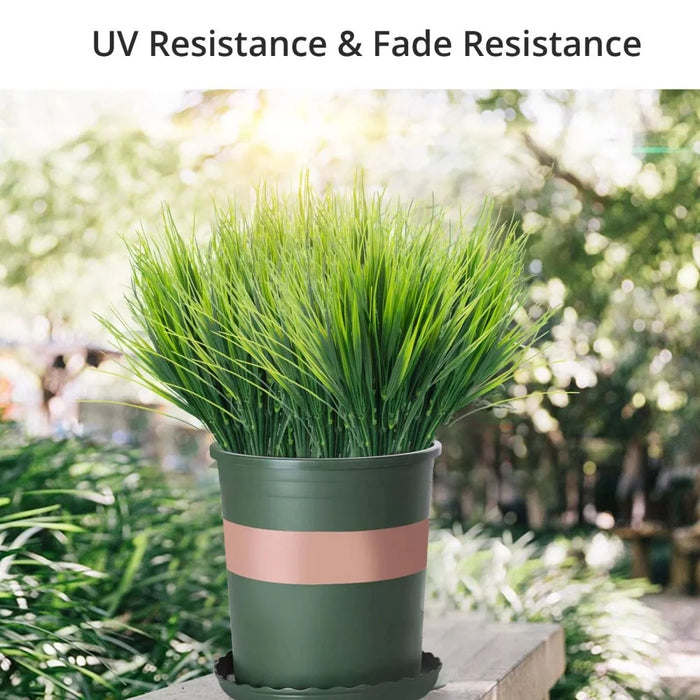 20PCS Artificial Grass Plants – 7-Branch Green Plastic Grass for Home, Office, and Outdoor Garden Decoration