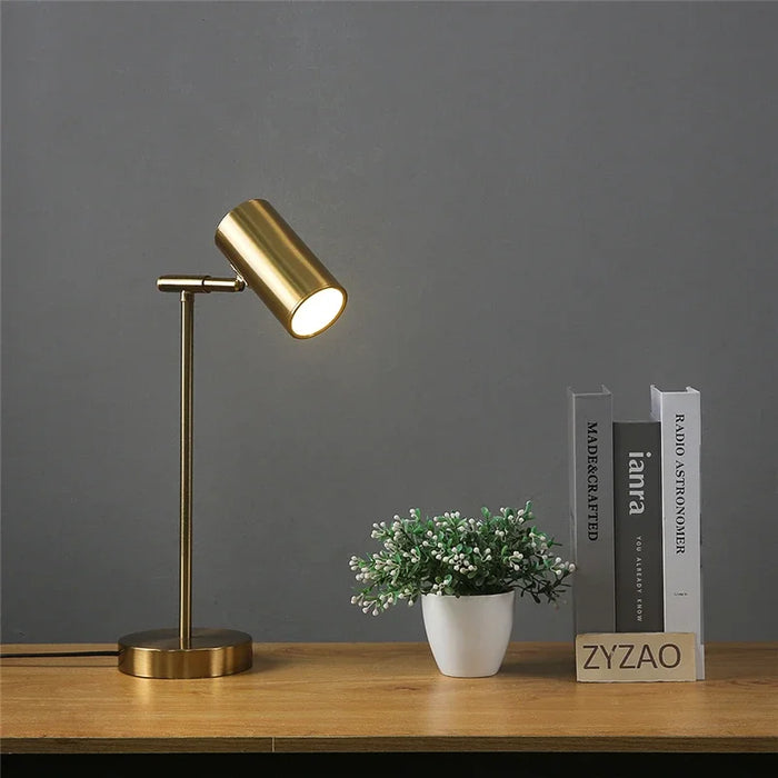 Modern Golden Table Lamp – Eye-Friendly LED Reading Light for Study, Bedroom, and Living Room Decor