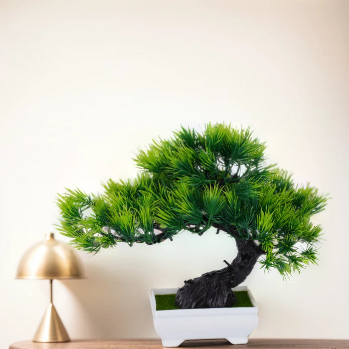 Artificial Bonsai Plants – Small Green Tree with Grass & Flower Potted Decoration for Home, Office, and Wedding Decor