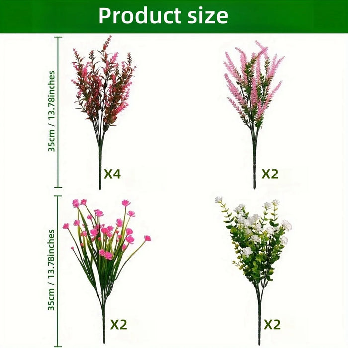 10PCS Mixed Color Artificial Plants – UV Resistant Fake Flowers for Outdoor Planters, Garden, and Home Décor
