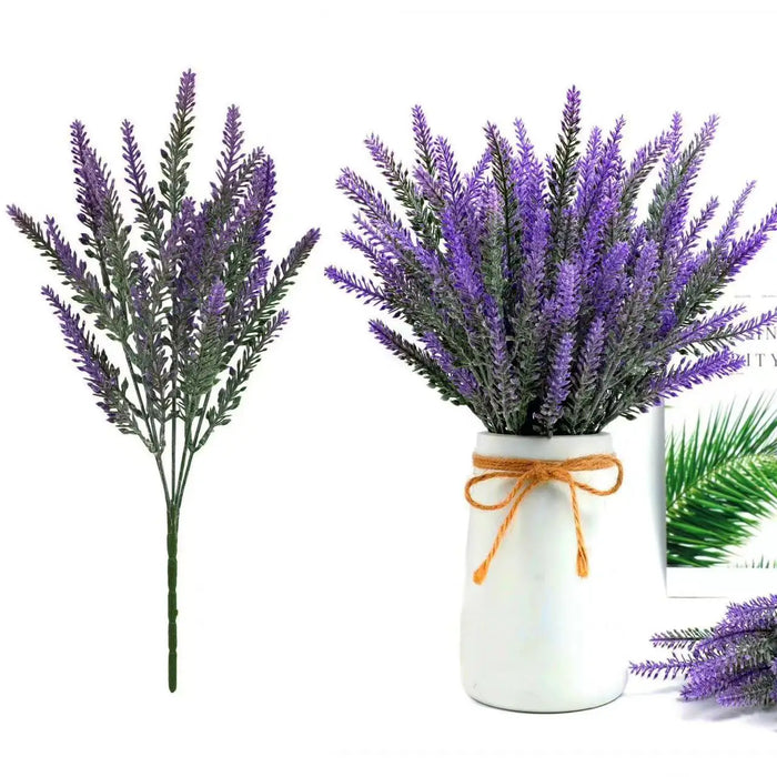 Provence Lavender Artificial Flowers – UV-Resistant Plastic Lavender Plants for Wedding, Home, Garden, and Table Decoration (Set of 2)