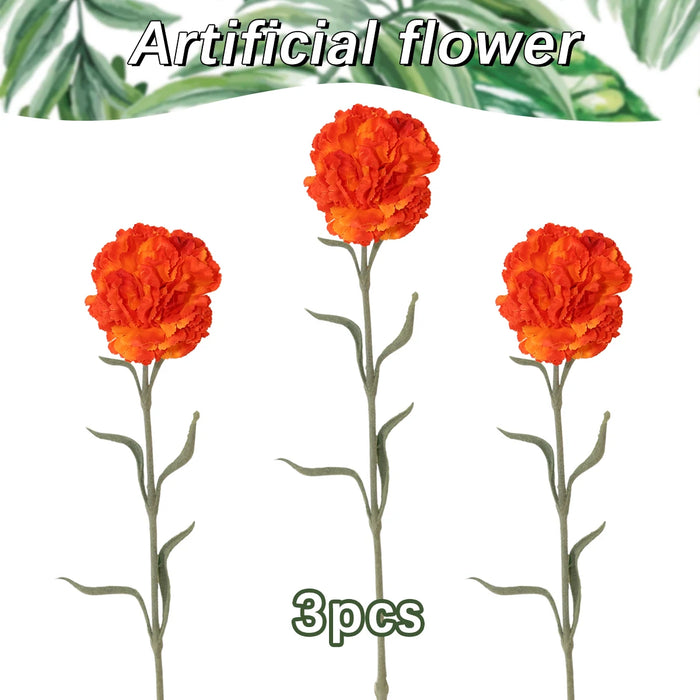 Artificial Carnation Flower Bunch – Yellow, Orange, Pink Faux Carnation Bouquet for Home Decor, Weddings, and Special Occasions