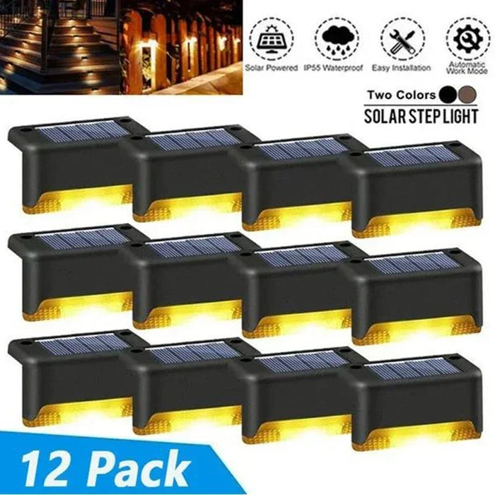 Solar Deck Lights – 12-Pack Waterproof LED Outdoor Step Lights for Railing, Stairs, Pathway, Yard, Patio, and Fence