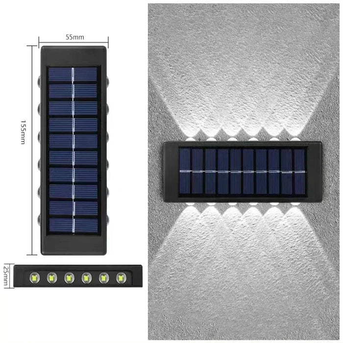 Solar Wall Lights Outdoor – Up and Down LED Light, Waterproof, Solar-Powered, Modern Porch Lamp for Garden, Balcony, Patio, and Landscape