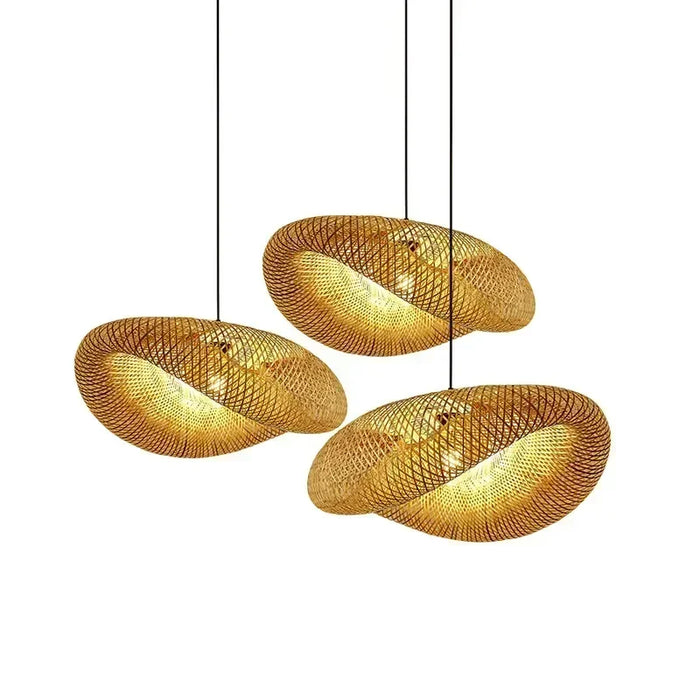 Handcrafted Bamboo Pendant Light – 40cm Rattan Woven LED Ceiling Lamp for Bedroom, Living Room, and Hotel Hall – Eco-Friendly Home Decor