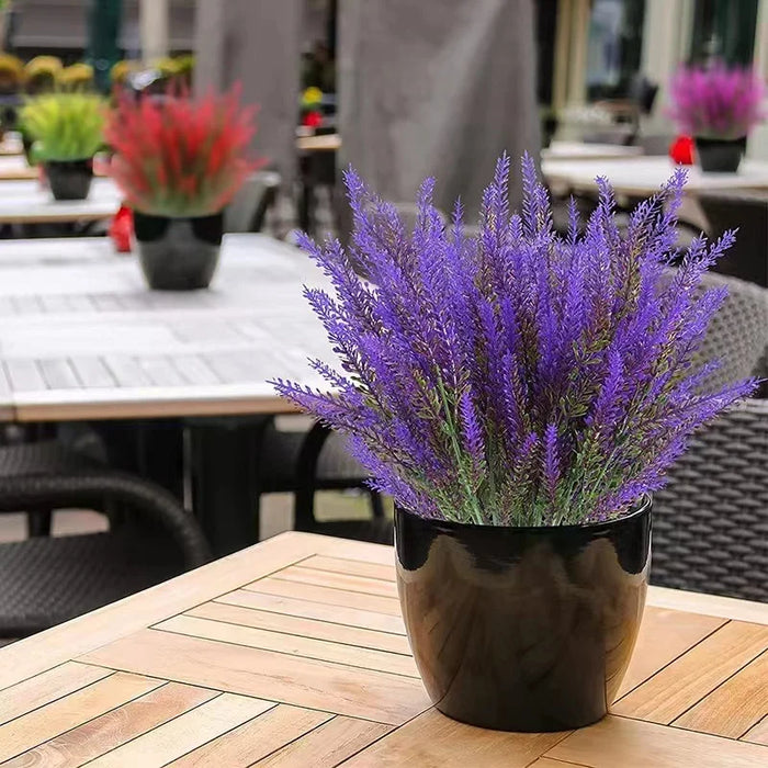 Provence Lavender Artificial Flowers – UV-Resistant Plastic Lavender Plants for Wedding, Home, Garden, and Table Decoration (Set of 2)