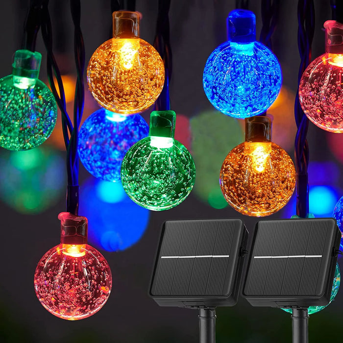 LED Solar String Lights – 60 Waterproof Crystal Globe Lights with 8 Modes, 10M Outdoor Fairy Lights for Garden, Patio, Tree & Party Decor