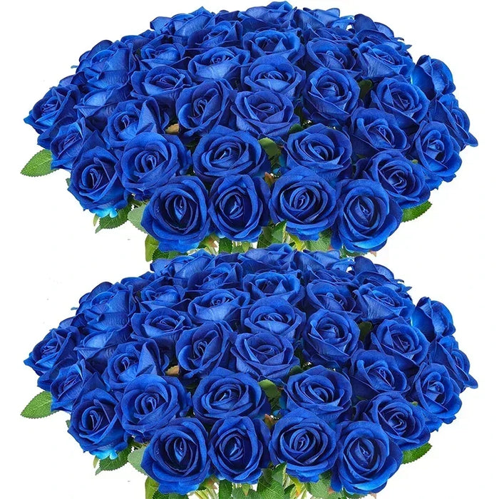 50 Pcs Artificial Silk Roses Bouquet – Real-Looking Fake Red Roses for Wedding, Party, and Home Decorations – DIY Floral Arrangements for Centerpieces
