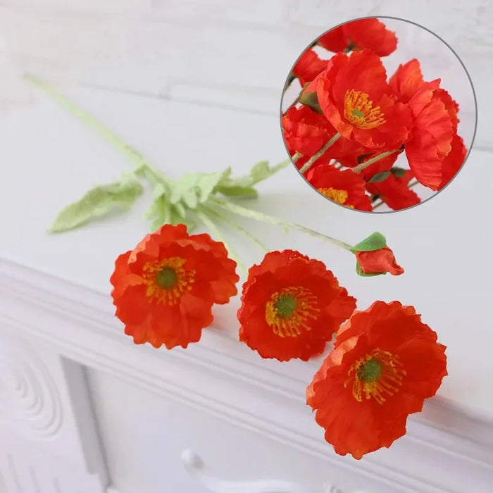 Artificial Poppy Flowers Bouquet – Silk Fake Flowers for Home Decor, Wedding, DIY Vase Accessories, and Garden Decoration