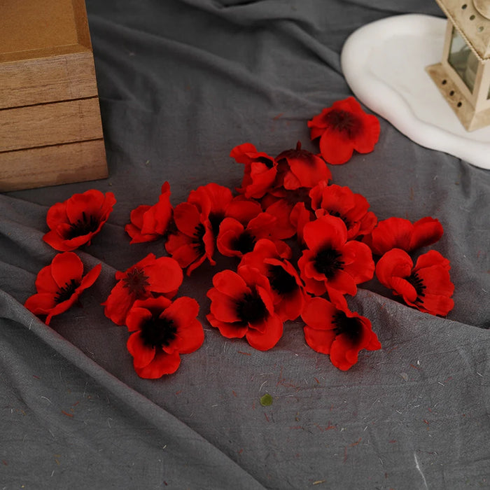 20pcs Silk Artificial Poppy Flower Heads – Perfect for Wedding, Party, Home, Christmas Decoration, and DIY Projects